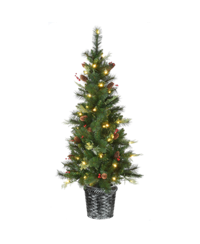 National Tree Company 5' Buzzard Pine Entrance Tree With Led Lights In Green