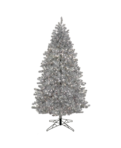 National Tree Company 7.5' Pre-lit Christmas Matte Metallic Tree In Silver-tone