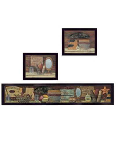 Trendy Decor 4u Country Bath Ii 3 Piece Vignette By Pam Britten Black Frame Collection In Multi