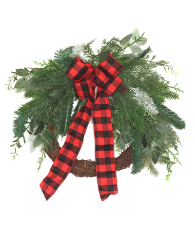 National Tree Company 22" Mixed Pine And Bow Christmas Wreath In Green