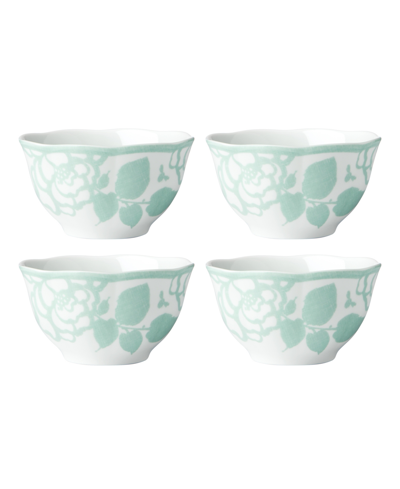 Lenox Butterfly Meadow Cottage Rice Bowls, Set Of 4 In White/sage