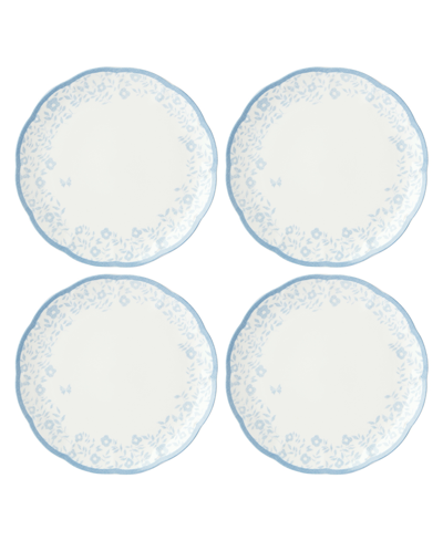 Lenox Butterfly Meadow Cottage Dinner Plate Set, Set Of 4 In White/cornflower