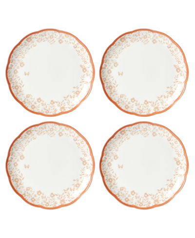 Lenox Butterfly Meadow Cottage Dinner Plate Set, Set Of 4 In Saffron Hue