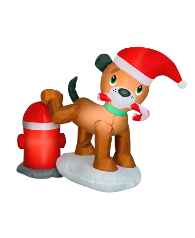 National Tree Company 4' Inflatable Puppy Dog And Fire Hydrant In Red