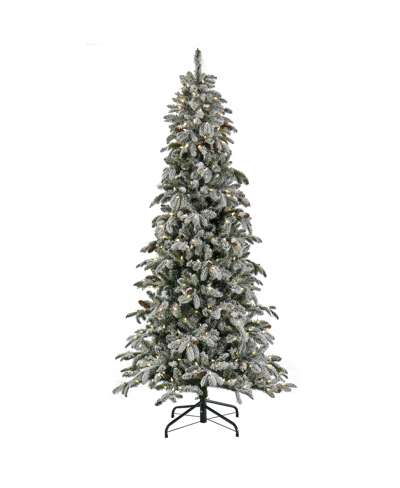 National Tree Company 7.5' Pre-lit Snowy Vintin Fir Tree With Led Lights In Green