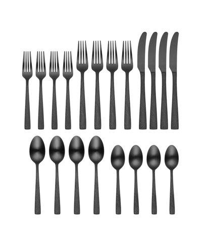 Oneida Elmcrest Midnight 20 Piece Everyday Flatware Set, Service For 4 In Metallic And Stainless