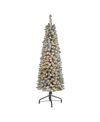 NEARLY NATURAL FLOCKED PENCIL ARTIFICIAL CHRISTMAS TREE WITH LIGHTS AND BENDABLE BRANCHES, 60"