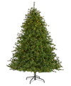 Nearly Natural Colorado Mountain Pine Artificial Christmas Tree With Lights Bendable Branches And Pinecones, 84" In Green