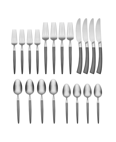 Oneida Adjacent Midnight 20 Piece Everyday Flatware Set, Service For 4 In Metallic And Stainless