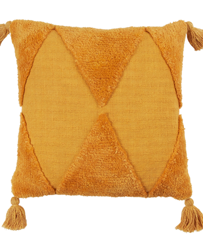 Saro Lifestyle Tufted Diamond Tassel Decorative Pillow, 18" X 18" In Mustard