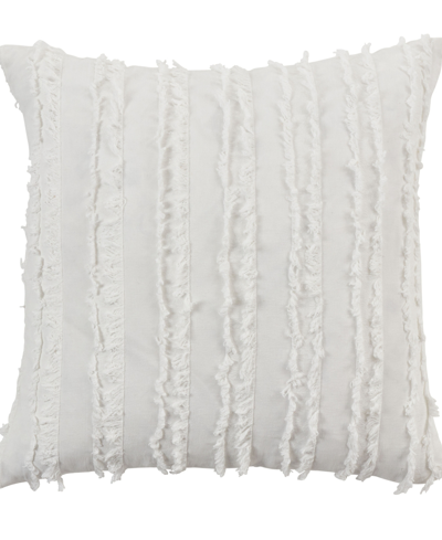 Saro Lifestyle Fringe Stripe Decorative Pillow, 18" X 18" In White