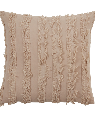 Saro Lifestyle Fringe Stripe Decorative Pillow, 18" X 18" In Natural