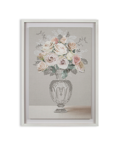 Laura Ashley Rose Bouquet Vase Framed Floating Canvas Wall Art, 27.6" X 19.7" In Blush