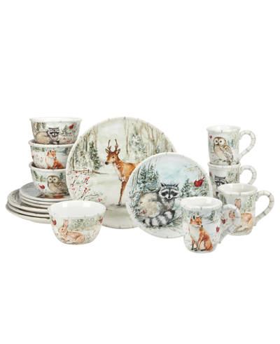 Certified International Winter's Walk 16 Piece Dinnerware Set In White
