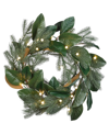 NATIONAL TREE COMPANY 24" MAGNOLIA MIX PINE WREATH WITH LED LIGHTS