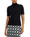 Anne Klein Petite Half-sleeve Turtleneck Sweater In Anne Black