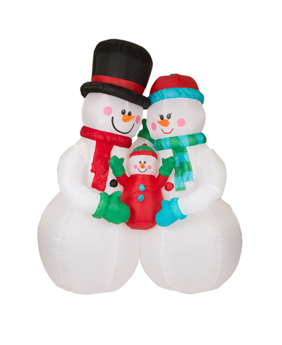 Glitzhome Lighted Inflatable Snowman Family Decor 8' In Multi