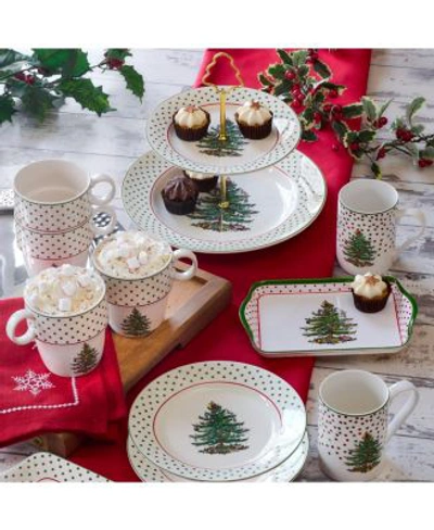 Spode Christmas Tree Polka Dot Collection In White Multi