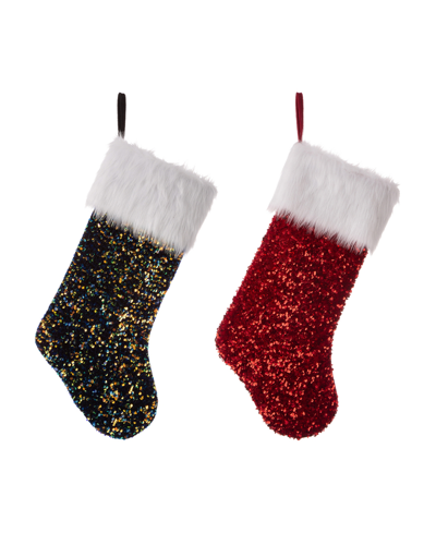 Glitzhome Sequin Christmas Stocking, Set Of 2 In Multi