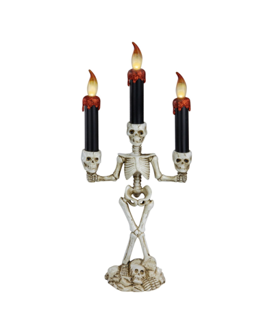 Northlight Dripping Candle Skeleton Halloween Candelabra, 14.5" In White