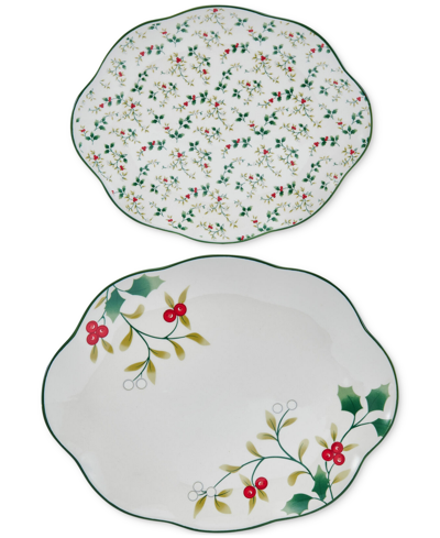 Pfaltzgraff Holiday Platters, Set Of 2 In Multi Color