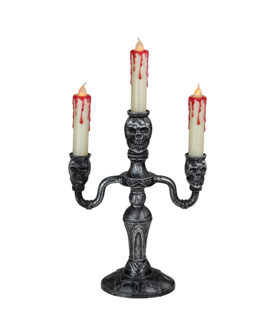 Northlight Antique-like Skull Trio 3 Piece Halloween Candelabra Set, 13.75" In Silver-tone