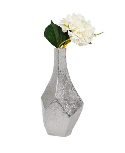 Classic Touch 15" Raw Finish Dimensional Centerpiece Vase In Silver-tone
