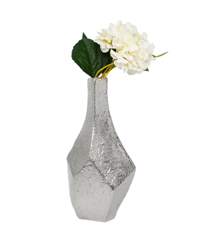 Classic Touch 15" Raw Finish Dimensional Centerpiece Vase In Silver
