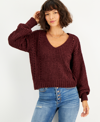 CRAVE FAME JUNIORS' CHENILLE POINTELLE SWEATER