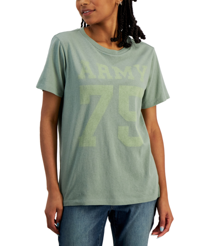 Grayson Threads Black Juniors' Cotton Army T-shirt In Green