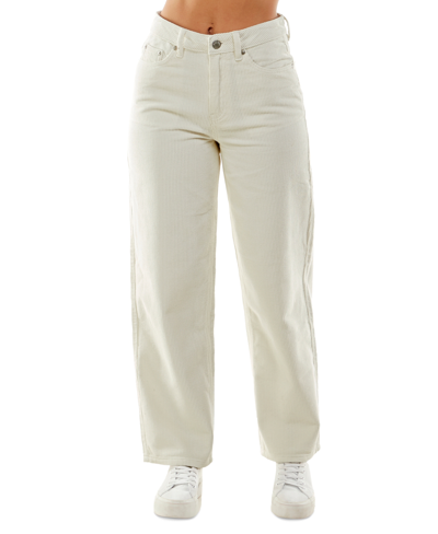 Almost Famous Crave Fame Juniors' 90s Corduroy High-rise Wide-leg Pants In Cream