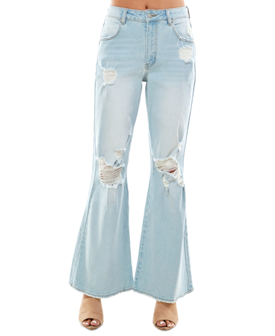 Almost Famous Juniors' High-rise 90s Flare Jeans In Light Wash
