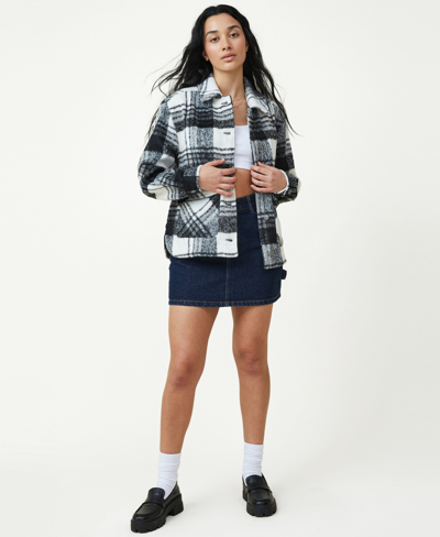 Cotton On Women's The Cropped Boxy Jacket In Black White Check