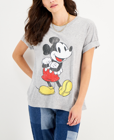 Disney Juniors' Classic Mickey Graphic T-shirt In Heather Grey