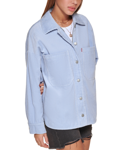 Levi's Women's Zip-front Lined Oversized Shacket In Dusty Blue