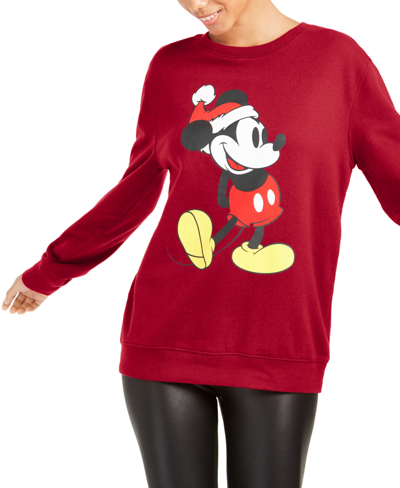 Disney Juniors' Mickey Mouse Santa Sweatshirt In Red