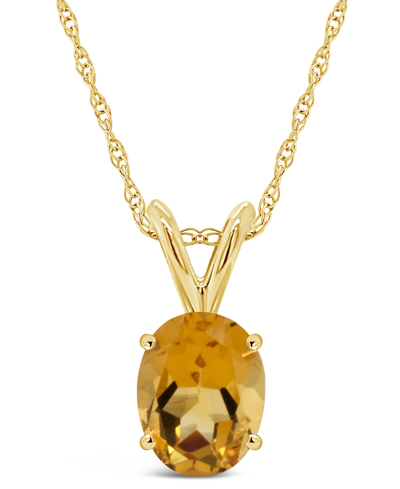 Macy's Citrine Pendant Necklace (1-1/5 Ct.t.w) In 14k Yellow Gold
