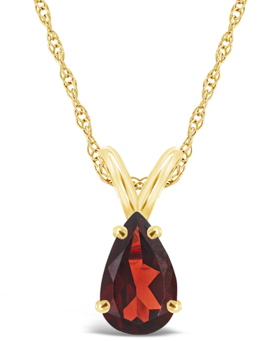 Macy's Garnet (1-1/5 Ct.t.w) Pendant Necklace In 14k Yellow Gold
