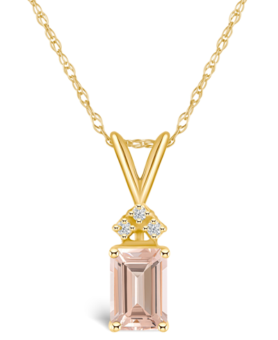 Macy's Morganite (7/8 Ct. T.w.) And Diamond Accent Pendant Necklace In 14k Yellow Gold Or 14k White Gold