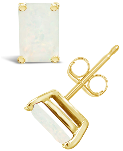 Macy's Opal (5/8 Ct. T.w.) Stud Earrings In 14k Yellow Gold Or 14k White Gold