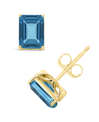 Macy's London Topaz (4 Ct. T.w.) Stud Earrings In 14k Yellow Gold In London Blue Topaz