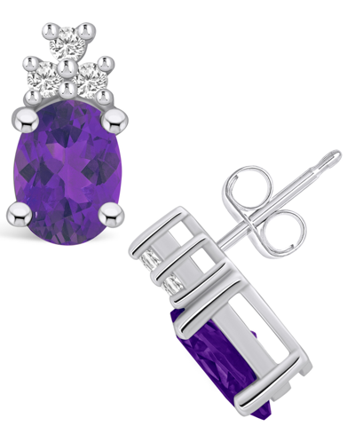 Macy's Amethyst (2-3/8 Ct. T.w.) And Diamond (1/5 Ct. T.w.) Stud Earrings In 14k White Gold