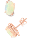 Effy Collection Effy Ethiopian Opal (3-1/10 Ct. T.w.) & Diamond (1/6 Ct. T.w.) Stud Earrings In 14k Rose Gold In Ethiopian Opal