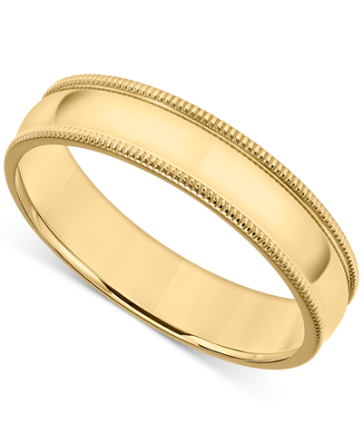 Macy's Men's Milgrain Edge Wedding Band In 18k Gold-plated Sterling Silver (also In Sterling Silver) In Gold Over Silver