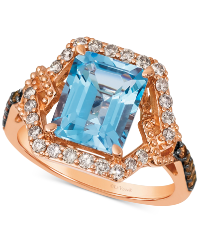 Le Vian Blue Topaz (3-1/2 Ct. T.w.) & Diamond (5/8 Ct. T.w.) Statement Ring In 14k Rose Gold In K Strawberry Gold Ring