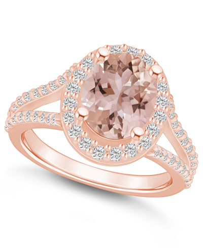 Macy's Morganite (2-1/2 Ct. T.w.) And Diamond (3/4 Ct. T.w.) Halo Ring In 14k Rose Gold