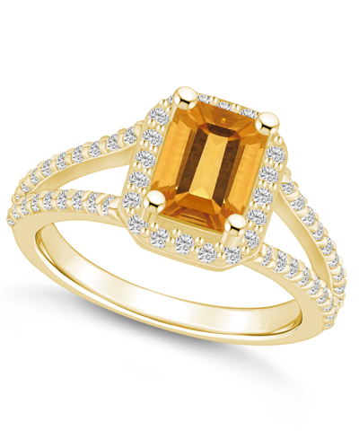 Macy's Citrine (1-5/8 Ct. T.w.) And Diamond (1/2 Ct. T.w.) Halo Ring In 14k Yellow Gold
