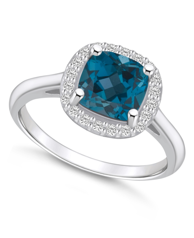 Macy's London Blue Topaz (2-3/4 Ct. T.w.) And Diamond (1/4 Ct. T.w.) Halo Ring In 14k White Gold