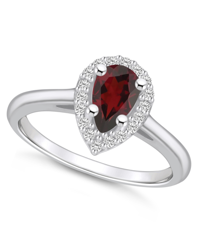 Macy's Garnet (1-1/10 Ct. T.w.) And Diamond (1/5 Ct. T.w.) Halo Ring In 14k White Gold