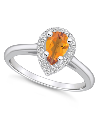 Macy's Citrine (7/8 Ct. T.w.) And Diamond (1/5 Ct. T.w.) Halo Ring In 14k White Gold